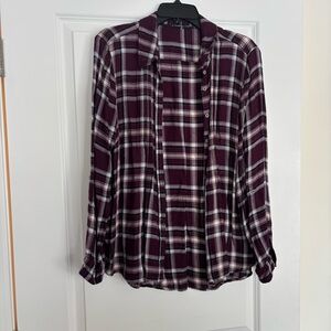 Burgundy Plaid Long Sleeve Shirt